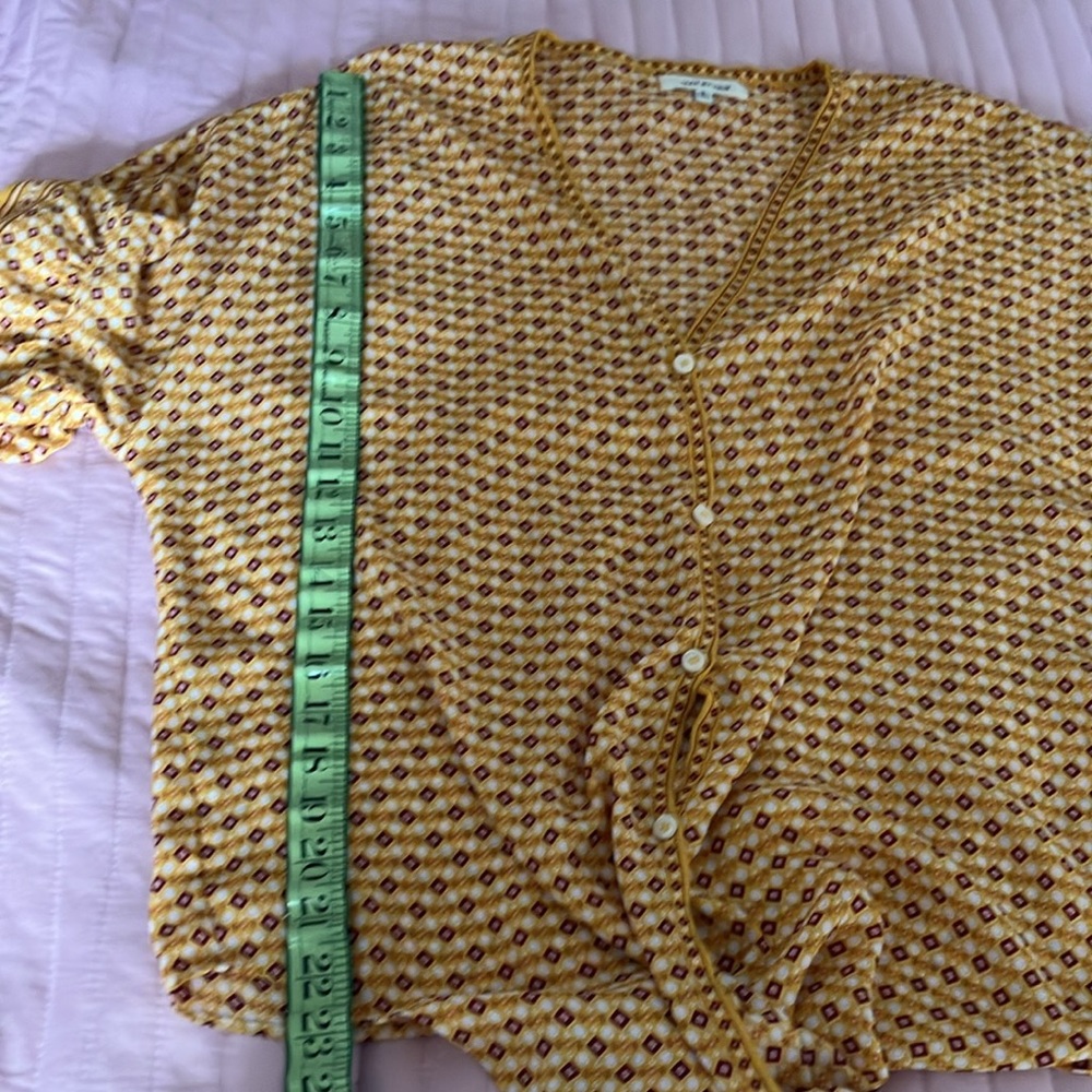 Gold yellow tie waist blouse top S - Picture 9 of 9
